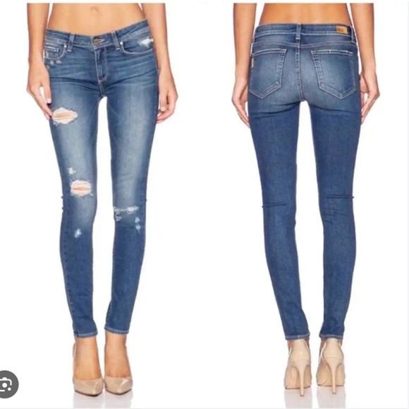 PAIGE Denim - Paige Ultra Skinny Jeans Medium Wash Womens Size 27 Verdugo Distressed Ripped